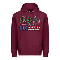Burgundy free and blessed Premium Hoodie - CowhideDigitalArt