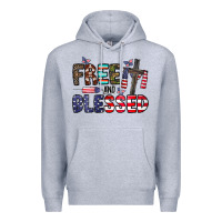 Heather Grey free and blessed Premium Hoodie - CowhideDigitalArt