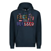 Navy free and blessed Premium Hoodie - CowhideDigitalArt