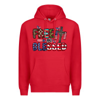 Red free and blessed Premium Hoodie - CowhideDigitalArt