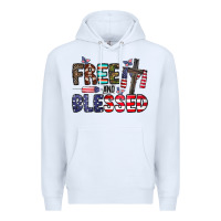 White free and blessed Premium Hoodie - CowhideDigitalArt