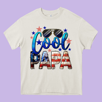Cool Papa American Flag 4th Of July Heavy Core Tee Designed By Lillyallendesigns