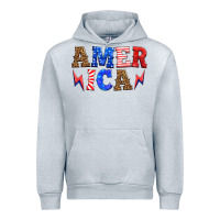 Heather Grey america thunderbolt Urban Hoodie - HRA Design Shop