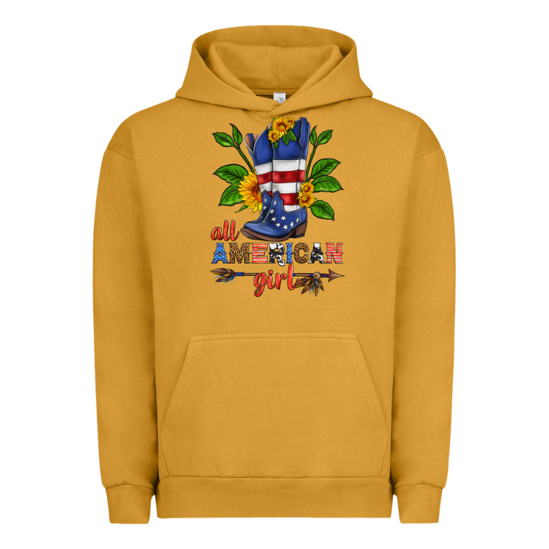 All American Girl Cowboy Boot With Sunflower Urban Hoodie by HRA Design Shop | Teevron
