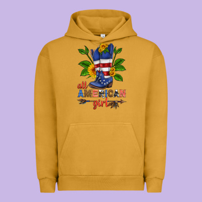 All American Girl Cowboy Boot With Sunflower Urban Hoodie Designed By Hra Design Shop