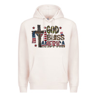 Pale Pink god bless america Premium Hoodie - CowhideDigitalArt