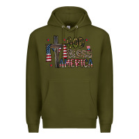 Army Green god bless america Premium Hoodie - CowhideDigitalArt