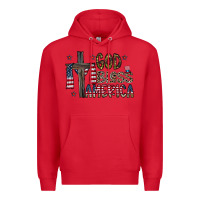 Red god bless america Premium Hoodie - CowhideDigitalArt