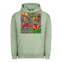 Pigment Oil Green mardi gras crawfish leopard  seamless pattern Urban Hoodie - FaDigitalArtStudio