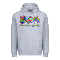 Heather Grey peace love equality Premium Hoodie - HRA Design Shop