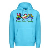 Ocean Blue peace love equality Premium Hoodie - HRA Design Shop