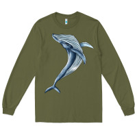 Army Green humpback whale jumping Long Sleeve Tee - BarkalooDesign