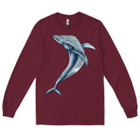 Burgundy humpback whale jumping Long Sleeve Tee - BarkalooDesign