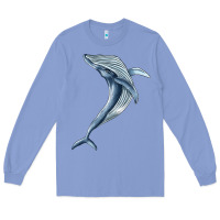 Colony Blue humpback whale jumping Long Sleeve Tee - BarkalooDesign