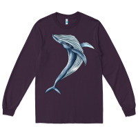 Plum humpback whale jumping Long Sleeve Tee - BarkalooDesign
