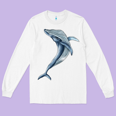 Humpback Whale Jumping Long Sleeve Tee Designed By Barkaloodesign