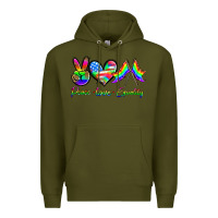 Army Green peace love equality Premium Hoodie - HRA Design Shop