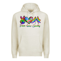 Oatmeal Heather peace love equality Premium Hoodie - HRA Design Shop