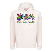 Pale Pink peace love equality Premium Hoodie - HRA Design Shop