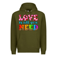 Army Green love is all you need Premium Hoodie - HRA Design Shop