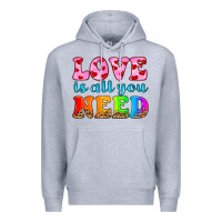 Heather Grey love is all you need Premium Hoodie - HRA Design Shop