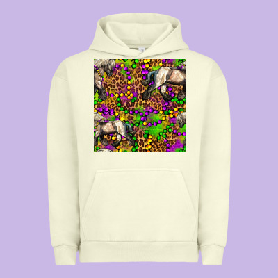 Mardi Gras Leopard Horse Seamless Pattern Urban Hoodie Designed By Fadigitalartstudio