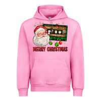 Fuchsia Pink Merry christmas santa cassette Urban Hoodie - FaDigitalArtStudio