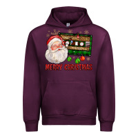 Mauve Wine Merry christmas santa cassette Urban Hoodie - FaDigitalArtStudio