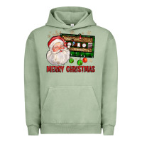 Pigment Oil Green Merry christmas santa cassette Urban Hoodie - FaDigitalArtStudio