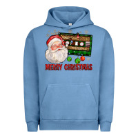 Pigment Pebble Blue Merry christmas santa cassette Urban Hoodie - FaDigitalArtStudio
