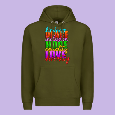 Kindness Peace Inclusion Hope Equality Love Diversity Premium Hoodie Designed By Hra Design Shop