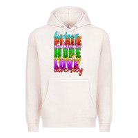 Pale Pink kindness peace inclusion hope equality love diversity Premium Hoodie - HRA Design Shop