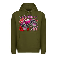 Army Green valentines day monster truck Premium Hoodie - RacoonDesign