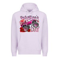 Lilac valentines day monster truck Premium Hoodie - RacoonDesign