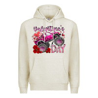 Oatmeal Heather valentines day monster truck Premium Hoodie - RacoonDesign