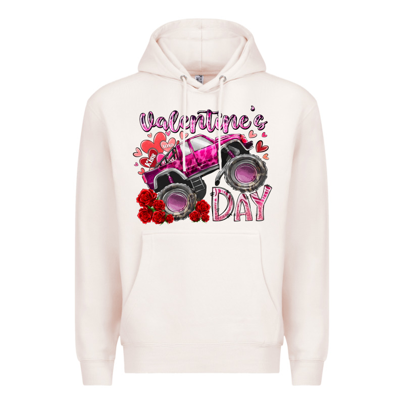 Valentines Day Monster Truck Premium Hoodie by RacoonDesign | Teevron
