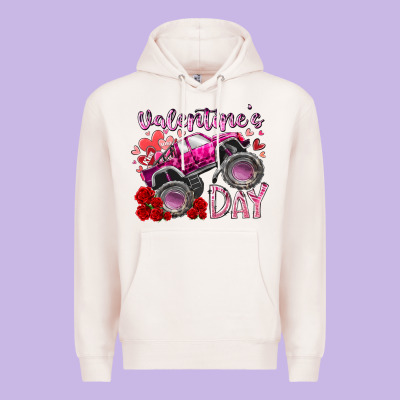 Valentines Day Monster Truck Premium Hoodie Designed By Racoondesign