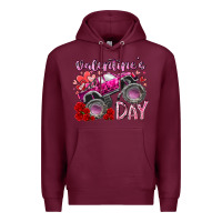 Burgundy valentines day monster truck Premium Hoodie - RacoonDesign