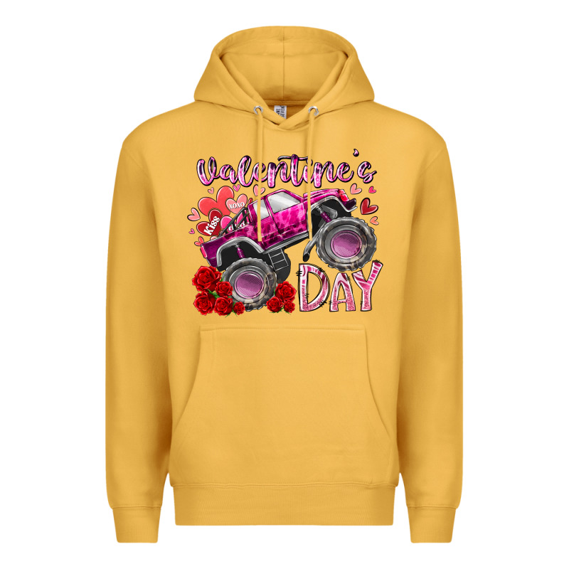Valentines Day Monster Truck Premium Hoodie by RacoonDesign | Teevron