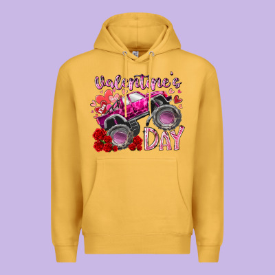 Valentines Day Monster Truck Premium Hoodie Designed By Racoondesign