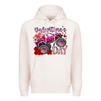Pale Pink valentines day monster truck Premium Hoodie - RacoonDesign