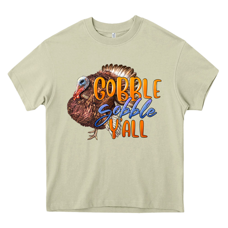Fall Gobble Gobble Y'all Heavy Core Tee by LillyAllenDesigns | Teevron