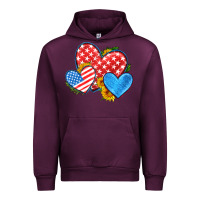 Mauve Wine usa flag hearts with sunflower Urban Hoodie - HRA Design Shop