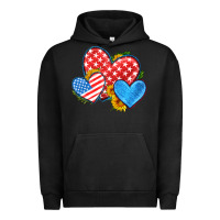 Pigment Black usa flag hearts with sunflower Urban Hoodie - HRA Design Shop