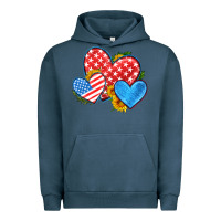 Pigment Midnight Navy usa flag hearts with sunflower Urban Hoodie - HRA Design Shop