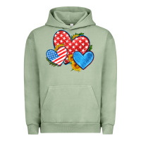 Pigment Oil Green usa flag hearts with sunflower Urban Hoodie - HRA Design Shop