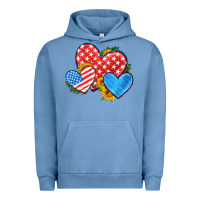 Pigment Pebble Blue usa flag hearts with sunflower Urban Hoodie - HRA Design Shop