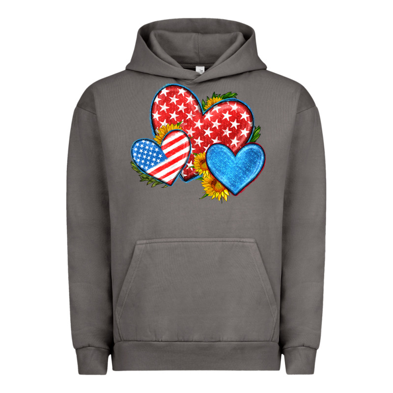 Usa Flag Hearts With Sunflower Urban Hoodie by HRA Design Shop | Teevron