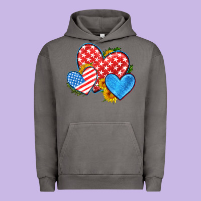 Usa Flag Hearts With Sunflower Urban Hoodie Designed By Hra Design Shop