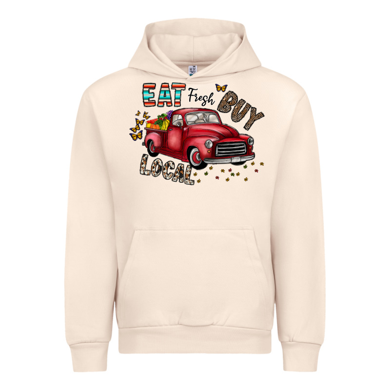 Eat Fresh Buy Local Urban Hoodie by CowhideDigitalArt | Teevron